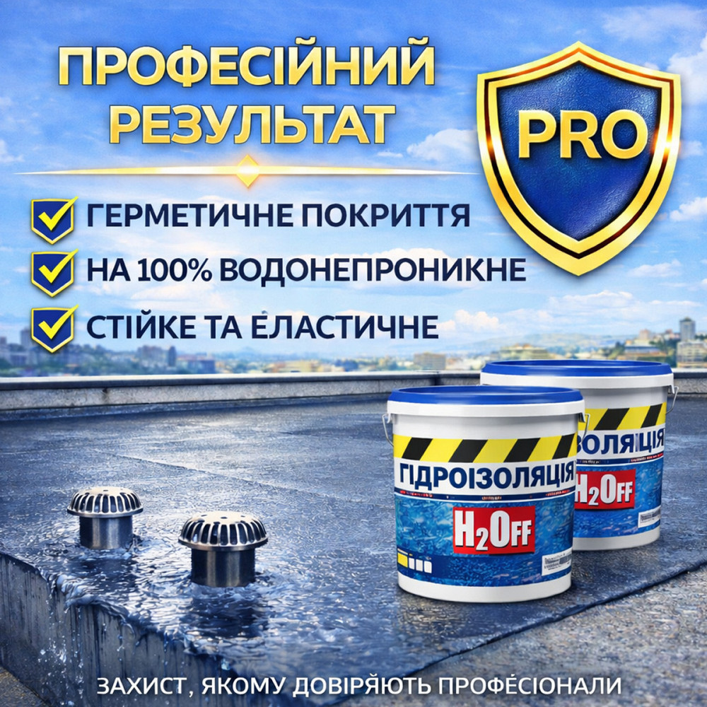 Гідроізоляційна акрилова мастика H2Off Біла 24 кг рідка універсальна гідроізоляція для ванної, підвалів, балконів, покрівлі Харків - фото 8