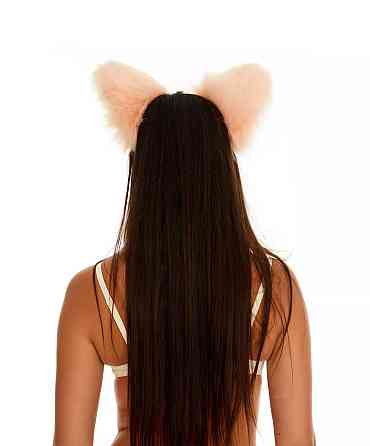 Меховые ушки кошки двухцветные: Персиковый, белый OKOVA Sex Aura Киев