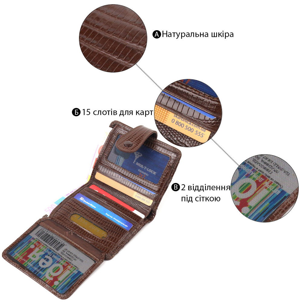 Фактурный кошелек для мужчин из натуральной кожи CANPELLINI 21691 Коричневый Киев - изображение 4