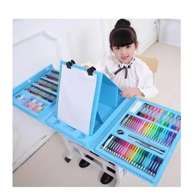 Голубой Набор для рисования в чемодане с мольбертом 208 предметов Коломыя - изображение 3