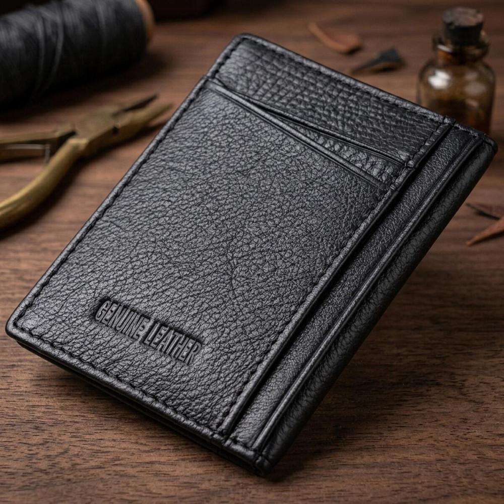 Мужской кошелек для карточек из натуральной кожи ST Leather 23091 Черный Киев - изображение 14