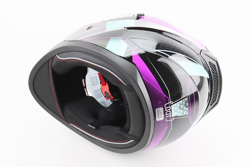 Шолом інтеграл, закритий (сертифікація DOT)+відкидні окуляри BLD-M67 L (59-60см), ЧОРНИЙ/ФІОЛЕТОВО-БІРЮЗОВИЙ Київ - фото 2