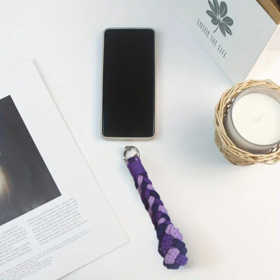 Набор макраме для рукоделия и плетения брелока для ключей и аксессуаров 17.3х3.5см трёхцветный фиолетовый Каменец-Подольский