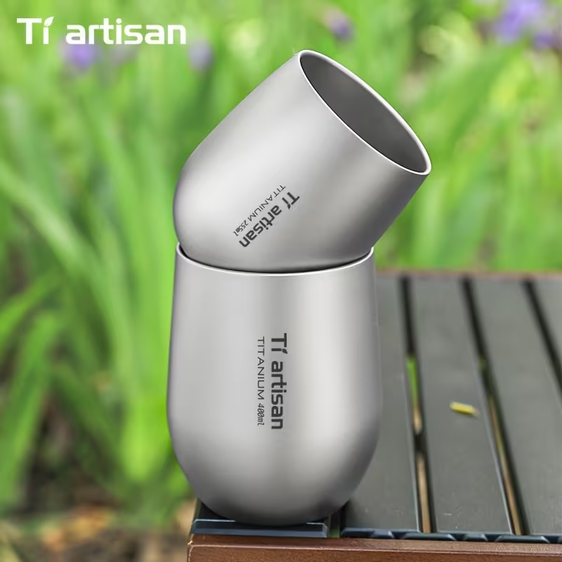 Титанова чашка термокухоль Tiartisan (255 мл) з подвійними стінками Сірий Київ - фото 7