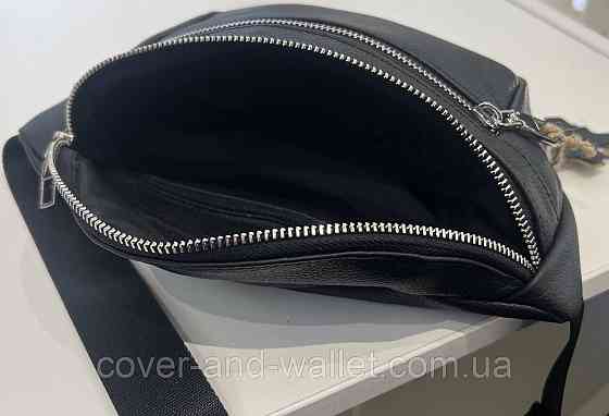 Класична чоловіча сумка бананка з натуральної фактурної шкіри ST Leather K1-17 Black Київ