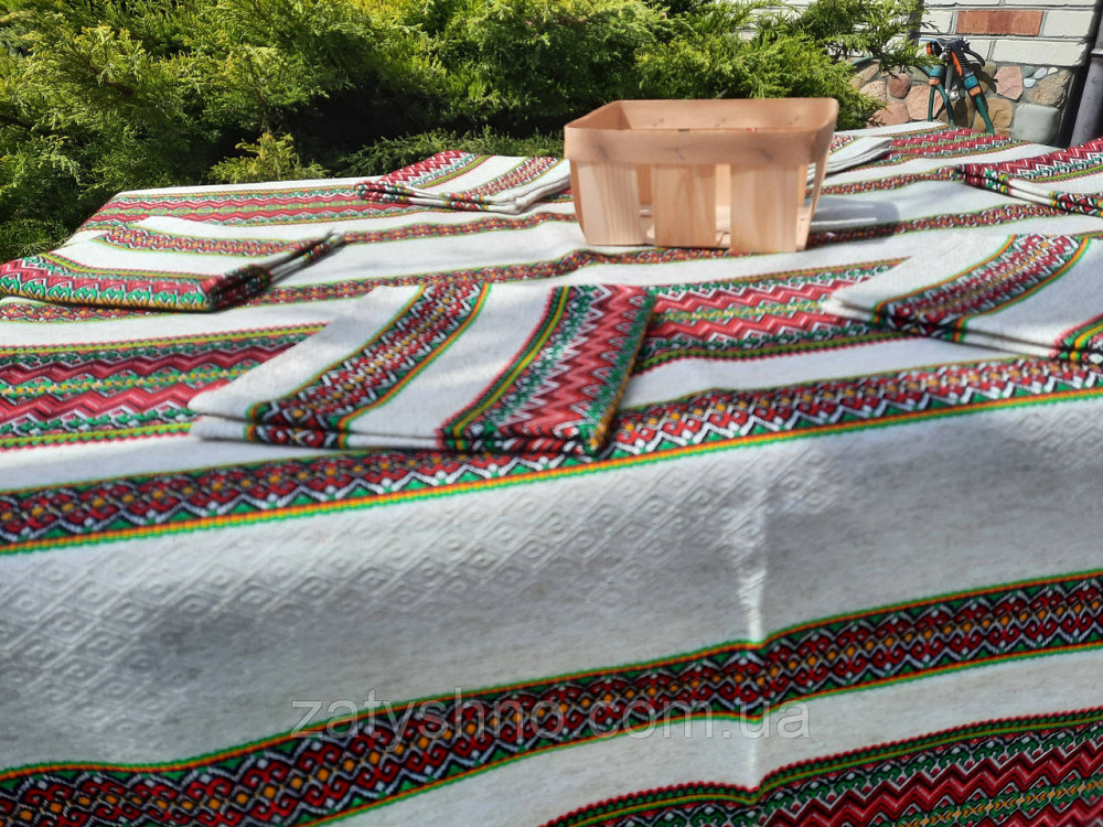 Вишита скатертина на льону з серветками Київ - фото 2