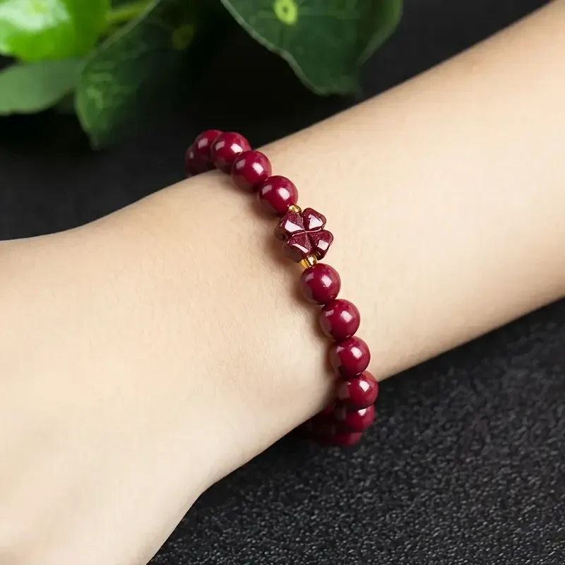 Натуральный киноварный браслет с четырехлистником – талисман удачи и защиты. 6 мм. Киев - изображение 4