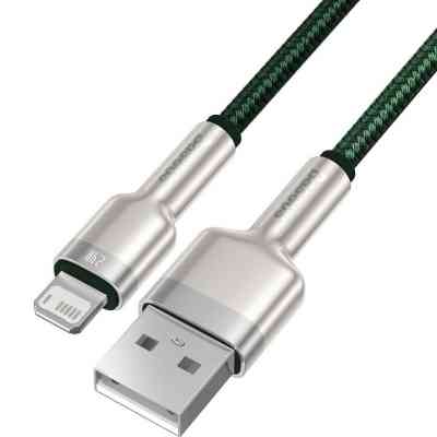 Дата кабель USB 2.0 AM to Lightning 2.0m 2.4A metal green Baseus (CALJK-B06) Вінниця