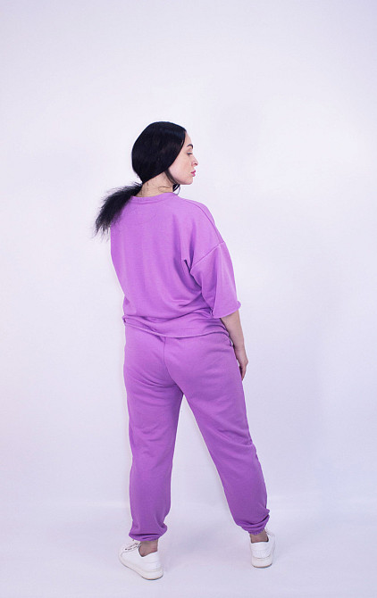 Костюм женский летний (футболка+штаны) трикотажный Сиреневый M-L Харьков - изображение 6
