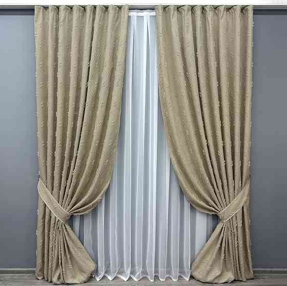 Комплект штор VR-Textil Лен Букле № 1883ш Бежевый 200х270 см 2 шт (32-237) Киев