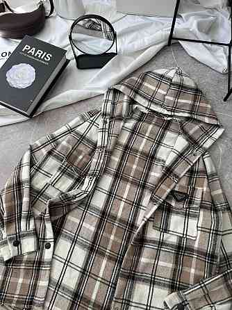 Жіноча повсякденна сорочка в клітинку з капюшоном турецький кашемір Моко, 48/52 Одеса