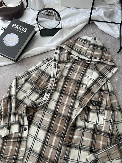 Жіноча повсякденна сорочка в клітинку з капюшоном турецький кашемір Моко, 48/52 Одеса - фото 5