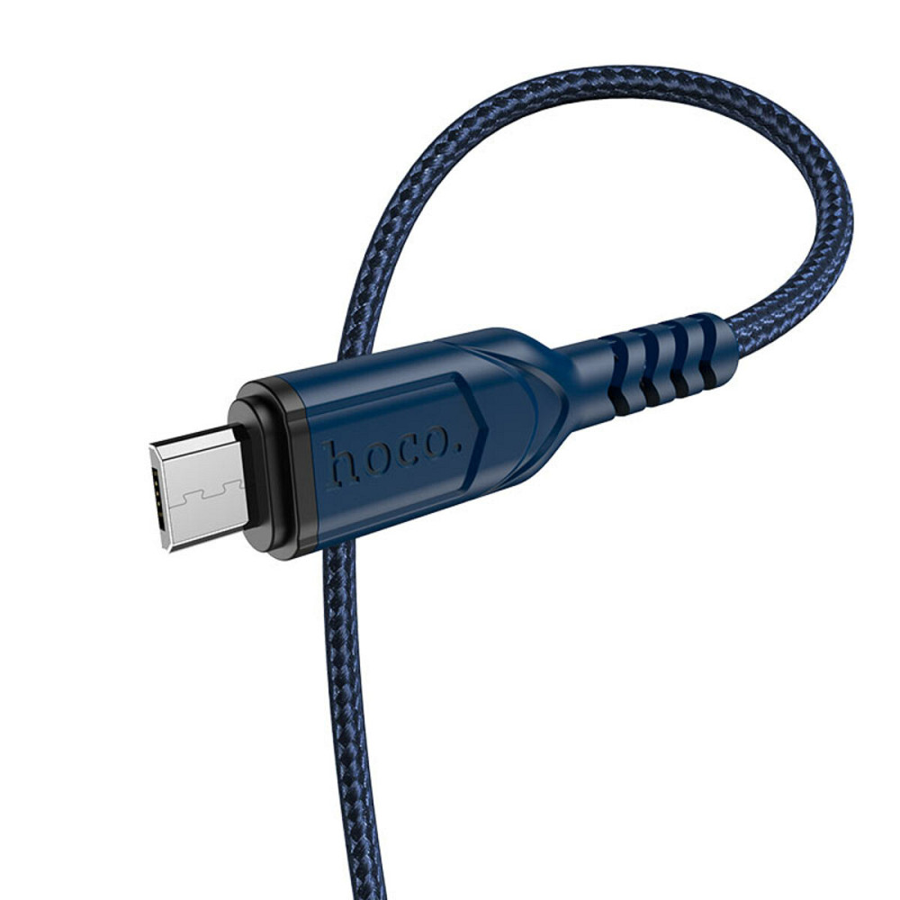 Кабель HOCO X59 USB to Micro 2.4A, 1m, nylon, TPE connectors, Blue Київ - фото 2