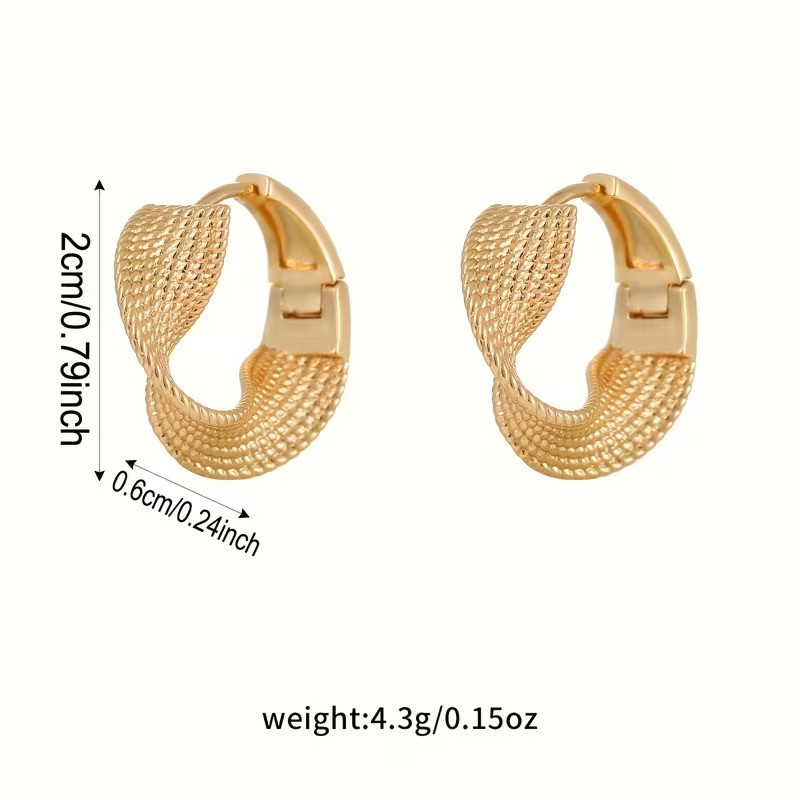 Сережки пара сережки-кільця золотисті зігнутої форми жіноча біжутерія сережки комплект мідний сплав Кам'янець-Подільський - фото 2