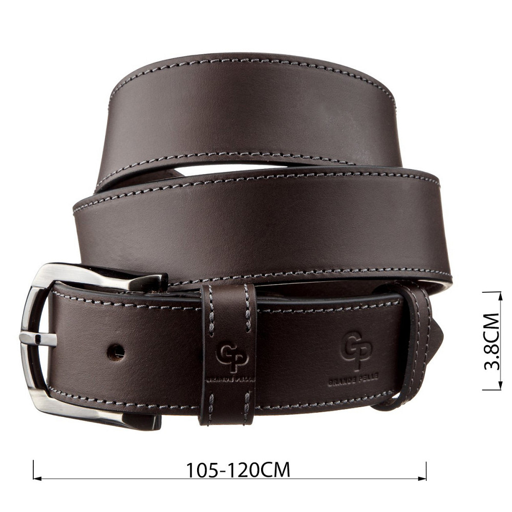 Ремінь чоловічий джинсовий Коричневий (GRANDE PELLE) Київ - фото 7