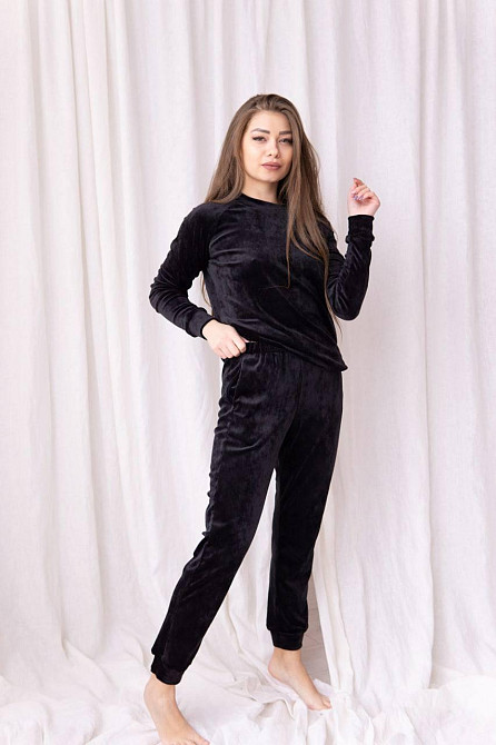 Жіночий спортивний велюровий костюм Чорний S Харків - фото 1