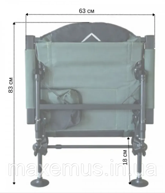 Рыбацкое кресло-шезлонг B22 раскладное с небольшим карманом стул для рыбалки и отдыха темно-зеленое Мостиська - фото 8