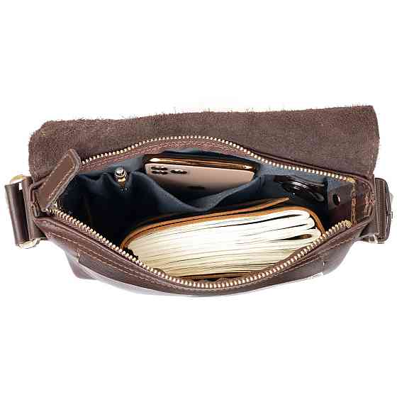 Сумка месенджер в гладкій шкірі GRANDE PELLE 11334 Шоколадна Київ