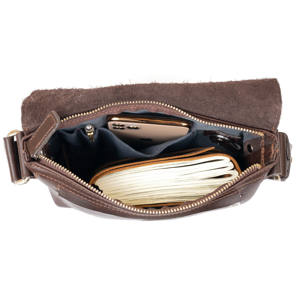 Сумка месенджер в гладкій шкірі GRANDE PELLE 11334 Шоколадна Київ - фото 5