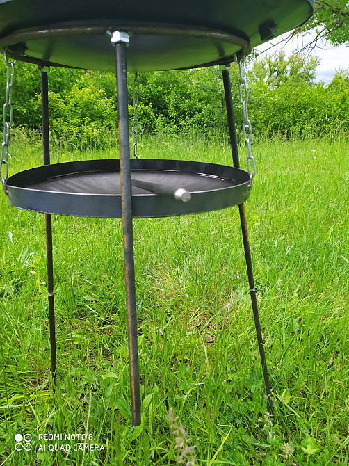 Сковорода з диска борони САДЖ 50 см з кришкою та підставкою для вогню, розбірні ніжки Київ - фото 4