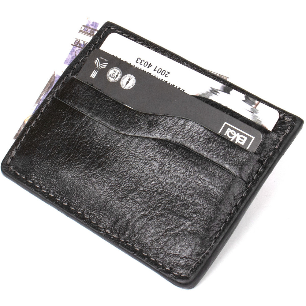 Шкіряний картхолдер Чорний (GRANDE PELLE) Київ - фото 9