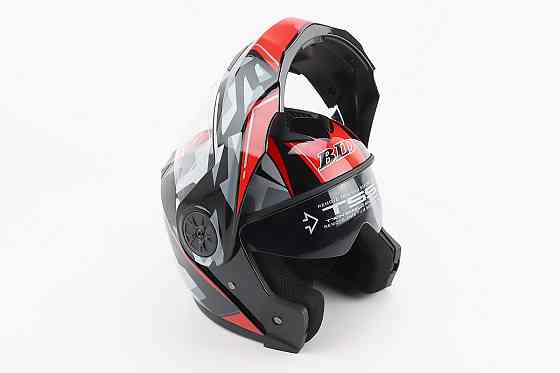 Шолом модуляр, закритий з відкидним підборіддям+відкидні окуляри BLD-159 М (57-58см), ЧОРНО-ЧЕРВОНИЙ Киев