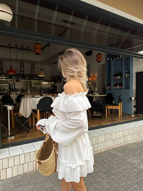 Женское привлекательное повседневное платье креп-шифон Белый Одесса - изображение 3