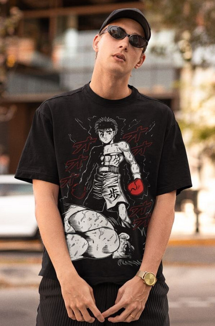 Футболка з аніме принтом Хаджіме Но Іппо Хаджіме оверсайз (S/M/L) Чорний AnimeJ0885 Дніпро - фото 3