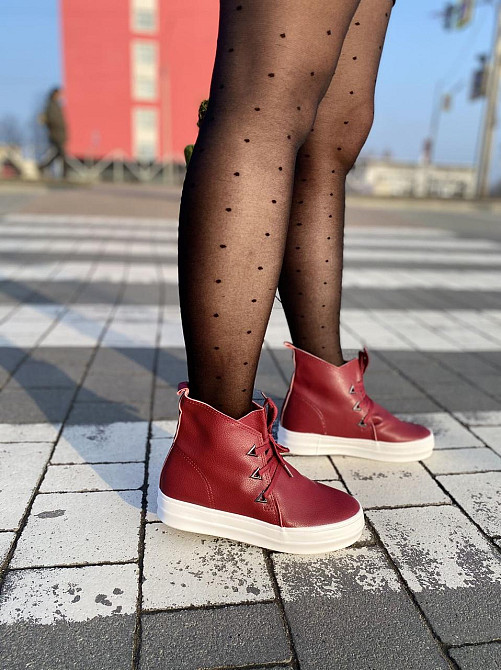 Черевики жіночі EA-2990 бордові (весна-осінь, еко-шкіра) (1352) 39 Коломия - фото 1