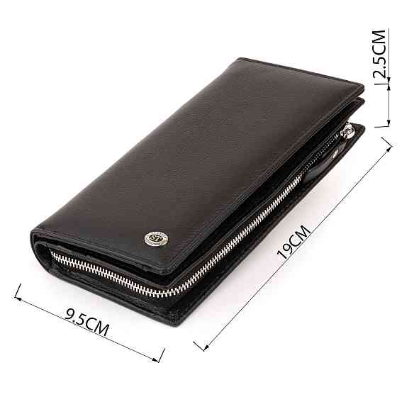 Вертикальный кошелек кожаный женский ST Leather 19274 Черный Киев