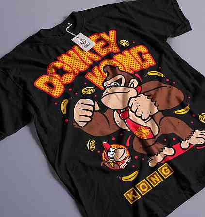 Футболка для хлопчика з аніме принтом Донкей Конг Сізес С оверсайз (зріст від 165 до 180) Чорний AnimeJ0856m Дніпро