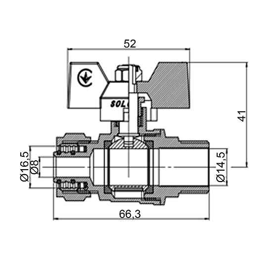 Кран шаровый SOLOMON 16х1/2″ B1183 наружная резьба (000001240) Киев