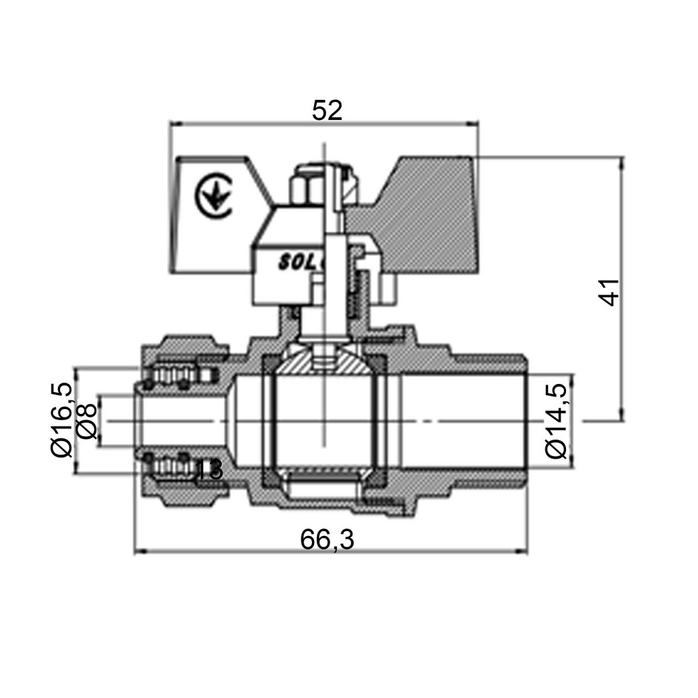 Кран кульовий SOLOMON 16х1/2″ B1183 зовнішня різьба (000001240) Київ - фото 3