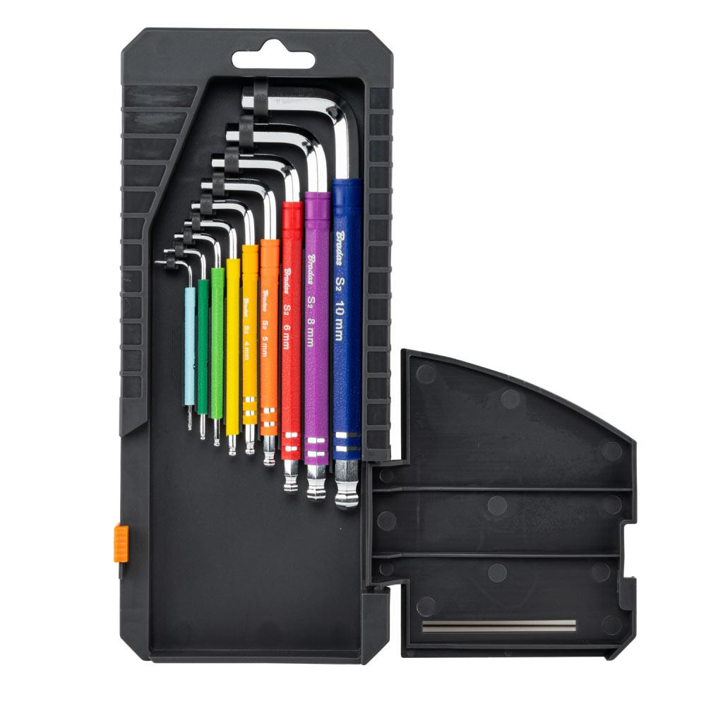 Набір шестигранних ключів з кулястим наконечником HX 1,5- 10 мм 9 шт. різнокольорові / довгі, DIY-HKB62-LO/BOX Київ - фото 2