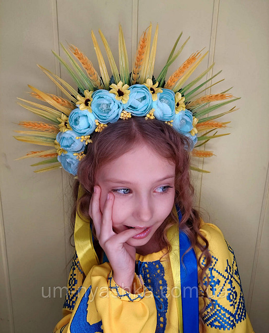 Віночок з колосками та стрічками Обідок обруч з квітами "Колоски середній" Кривий Ріг - фото 2