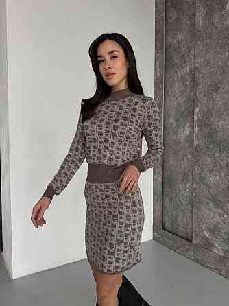 Жіночий базовий теплий костюм-двійка: кофта та спідниця кашемір Сірий Одеса