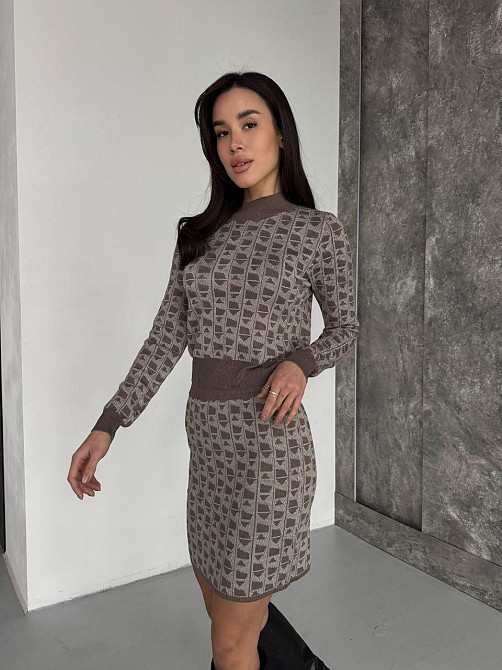 Жіночий базовий теплий костюм-двійка: кофта та спідниця кашемір Сірий Одеса - фото 6
