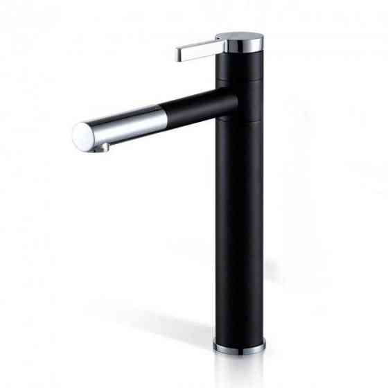 Смеситель для умывальника однорычажный кран WanFan для ванны Черный-хром Каменец-Подольский