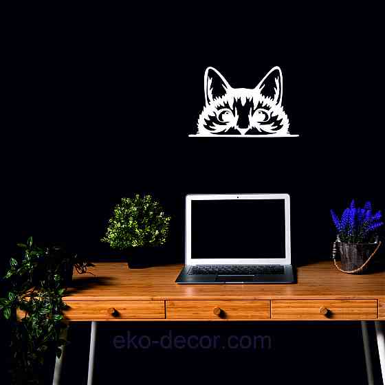 Декоративне настінне Панно «Кіт» Декор на стіну (1 шт/1 кіт) 110*70 см, Білий Київ