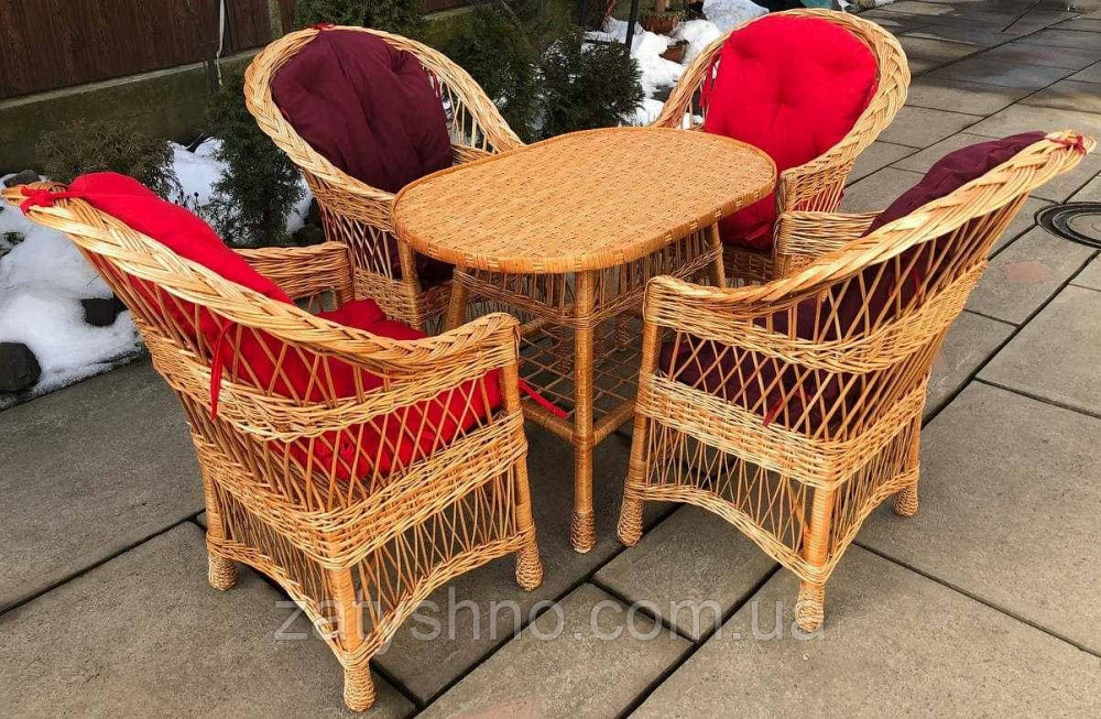 Меблі з лози з червоними накидками Київ - фото 3