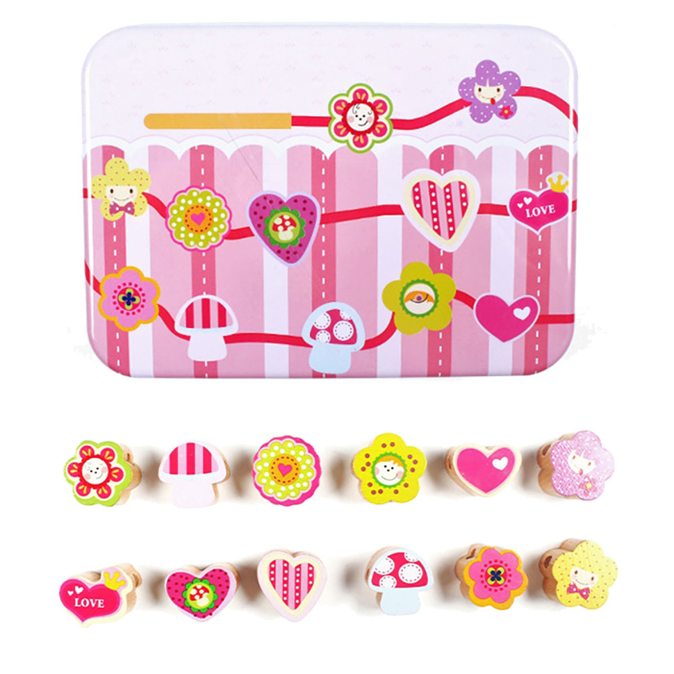 Дерев'яна іграшка Шнурівка Bambi MD 2334 в металевому пеналі Серця Вінниця - фото 1