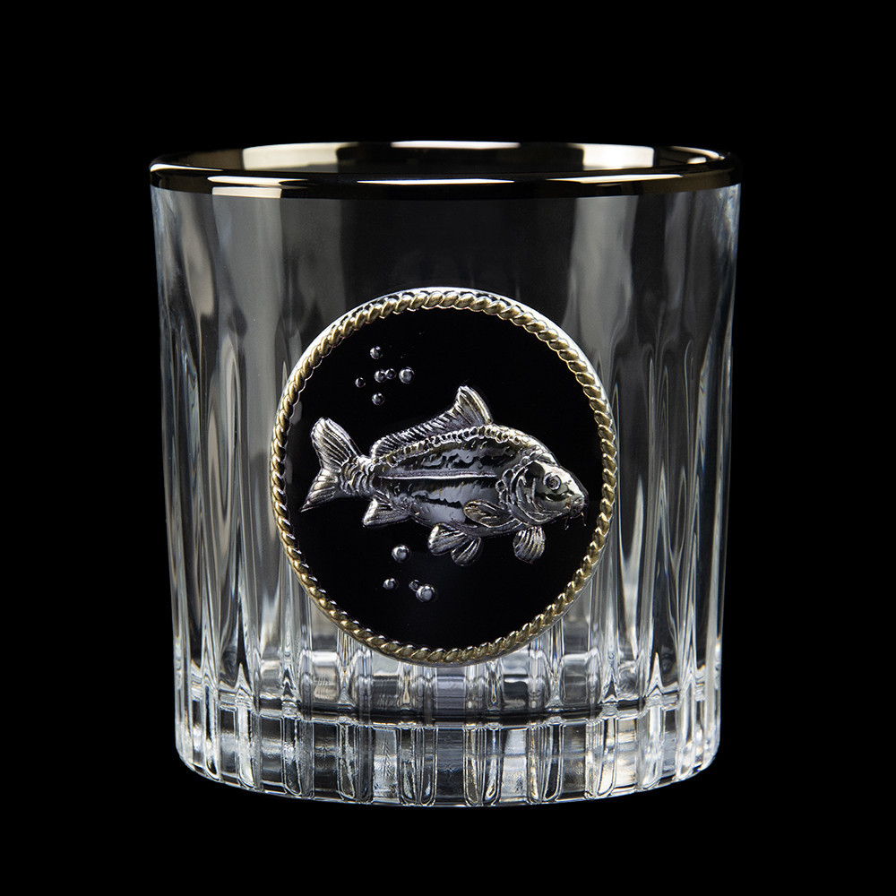 Набор для виски “GOLDFISH” 6 бокалов 360 мл, графин 750 мл, хрусталь с платиной, изображение из серебра с позолотой Ровно - изображение 7