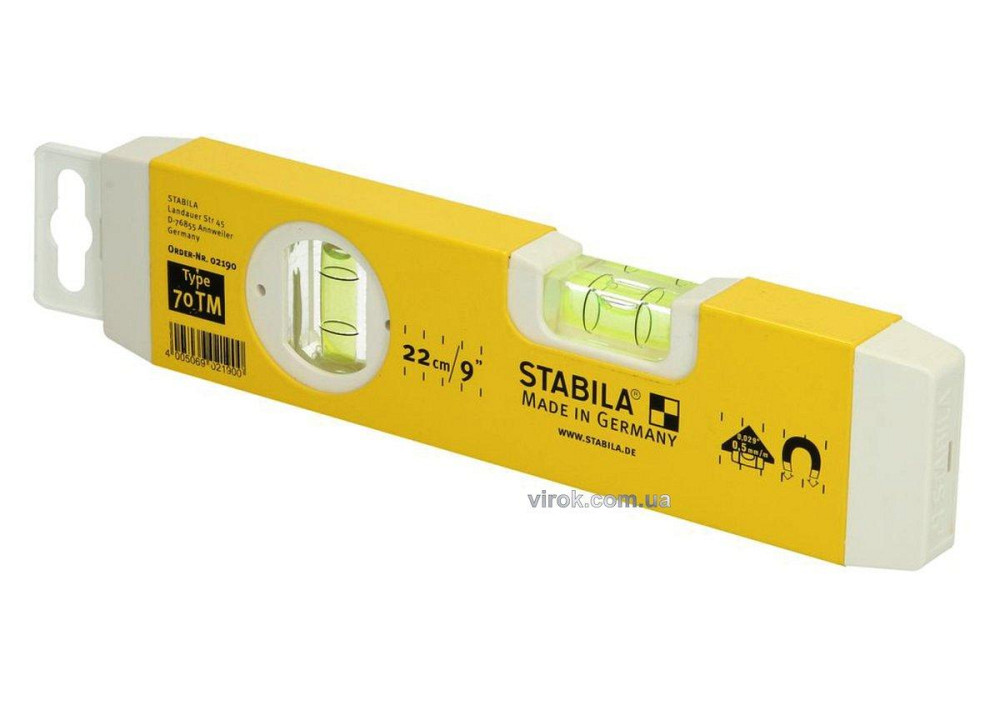 Рівень STABILA Type 70 ТМ : Torpedo, L= 22 см,  2 капсули, магнітний Одеса - фото 1