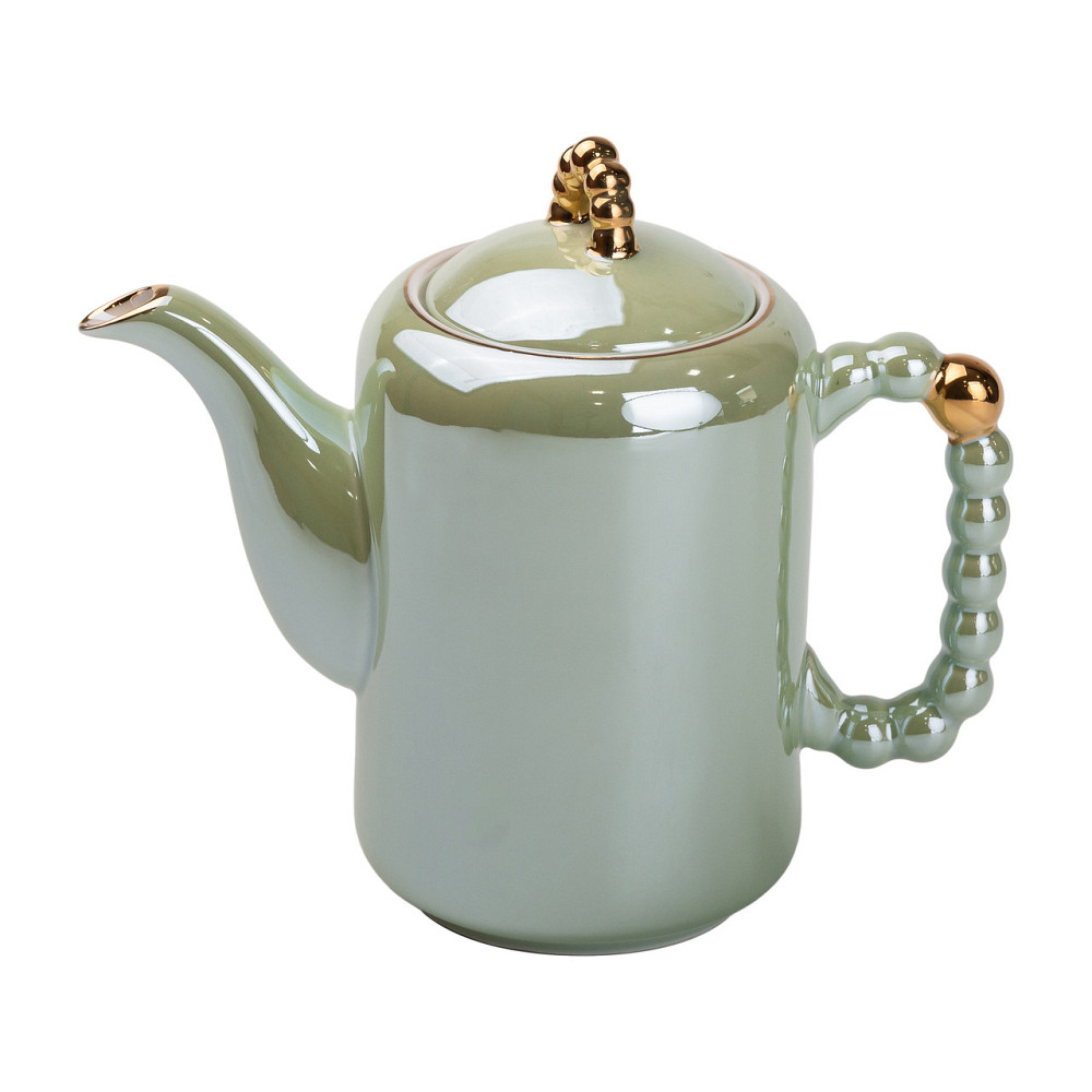 Yiwu Чайний набір на 6 персон із заварювальним чайником та порцелянаовою підставкою Зелений HP- Коломия - фото 2