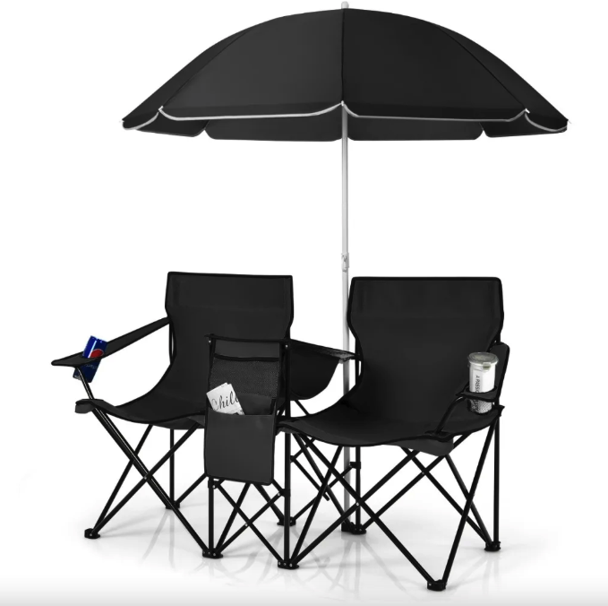 Комплект розкладних стільців Costway Parma з парасолькою чорний Киев - изображение 1