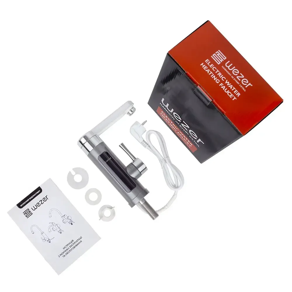 Проточний водонагрівач WEZER SDR-H16T-Grey поворотний вилив, 3,3 кВт, сірий Київ - фото 2