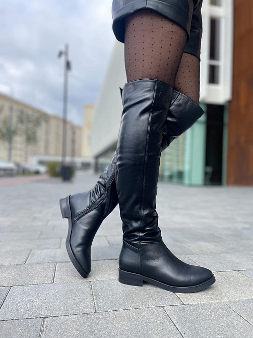 Nivelle Ботфорти зимові жіночі шкіряні чорні на низькому ходу, наповнювач вовна 5388/2510 / Чоб Коломыя - изображение 1