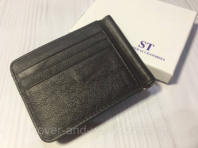 Кожаный зажим для купюр и карточек коричневого цвета ST Leather 452 Coffee Киев - изображение 6