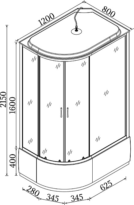 Душовий бокс асиметричний правий OBRA H120FFSR BRAVO (3уп.) Тернополь - изображение 6