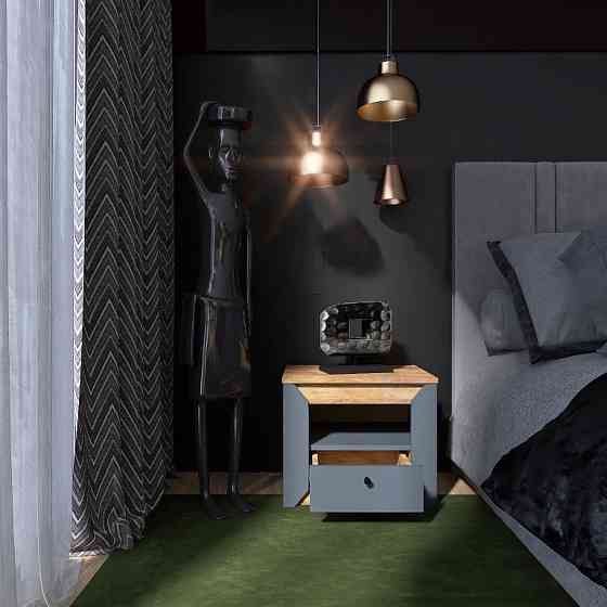 Тумба приліжкова Еверест Нордік-500 Графіт + Дуб крафт золотий (DTM-5544) Дніпро